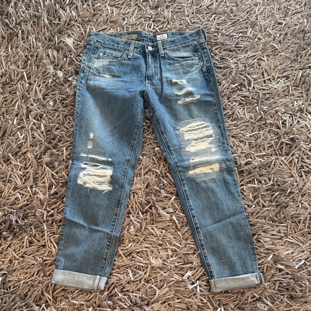 AG Adriano Goldschmied Faded Denim Boyfriend Jeans